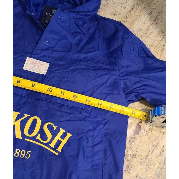 Vintage OshKosh Blue Windbreaker Rain Jacket Hooded Size 6/7 Packable - Picture 3 of 14